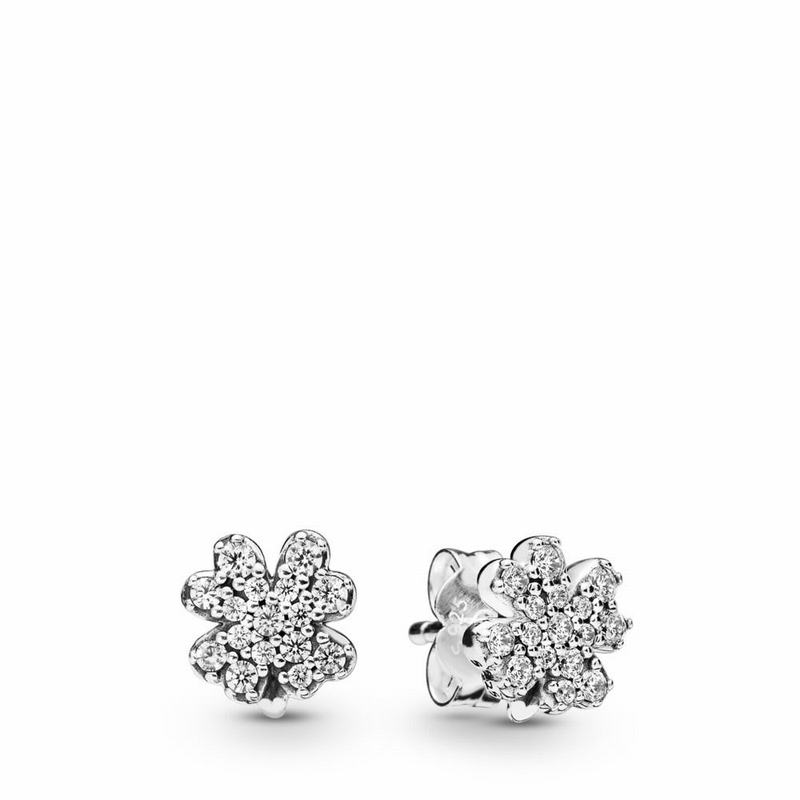 Pandora Radiant Clover Stud Earrings - Sterling Silver/Cubic Zirconia - Canada | AB8495HZ